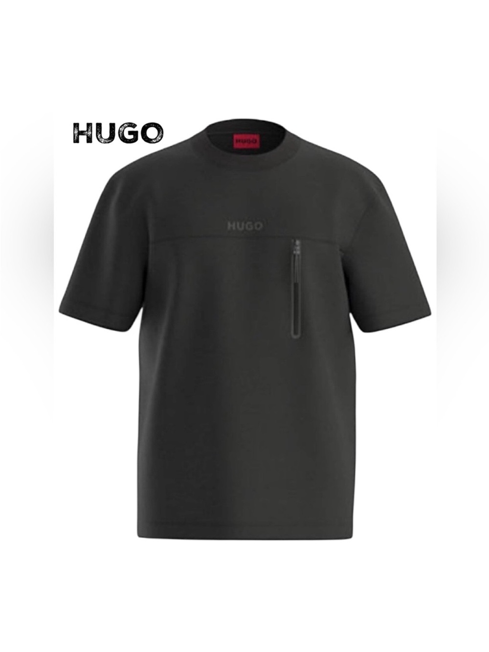 Hugo (Boss) Black Dubi Tee Shirt with Vertical Zipper Size XL - NEW
